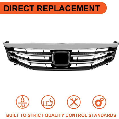 Chrome Front Bumper Grille Grill Compatible with 2011-2012 Honda Accord Sedan 4 Door Replacement for HO1200203 71121TA0A11 Upper Hood Grill