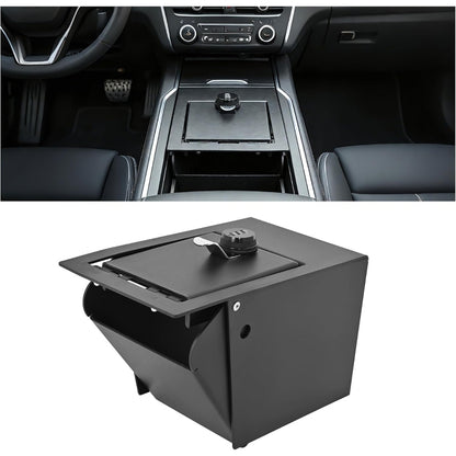 ALMULOO Center Console Lock Safe Gun Box Compatible with 2011-2019 Ford Explorer Powder Coated Heavy Duty Steel Console Organizer Locking Vault Storage with 3-Digit Combo Password