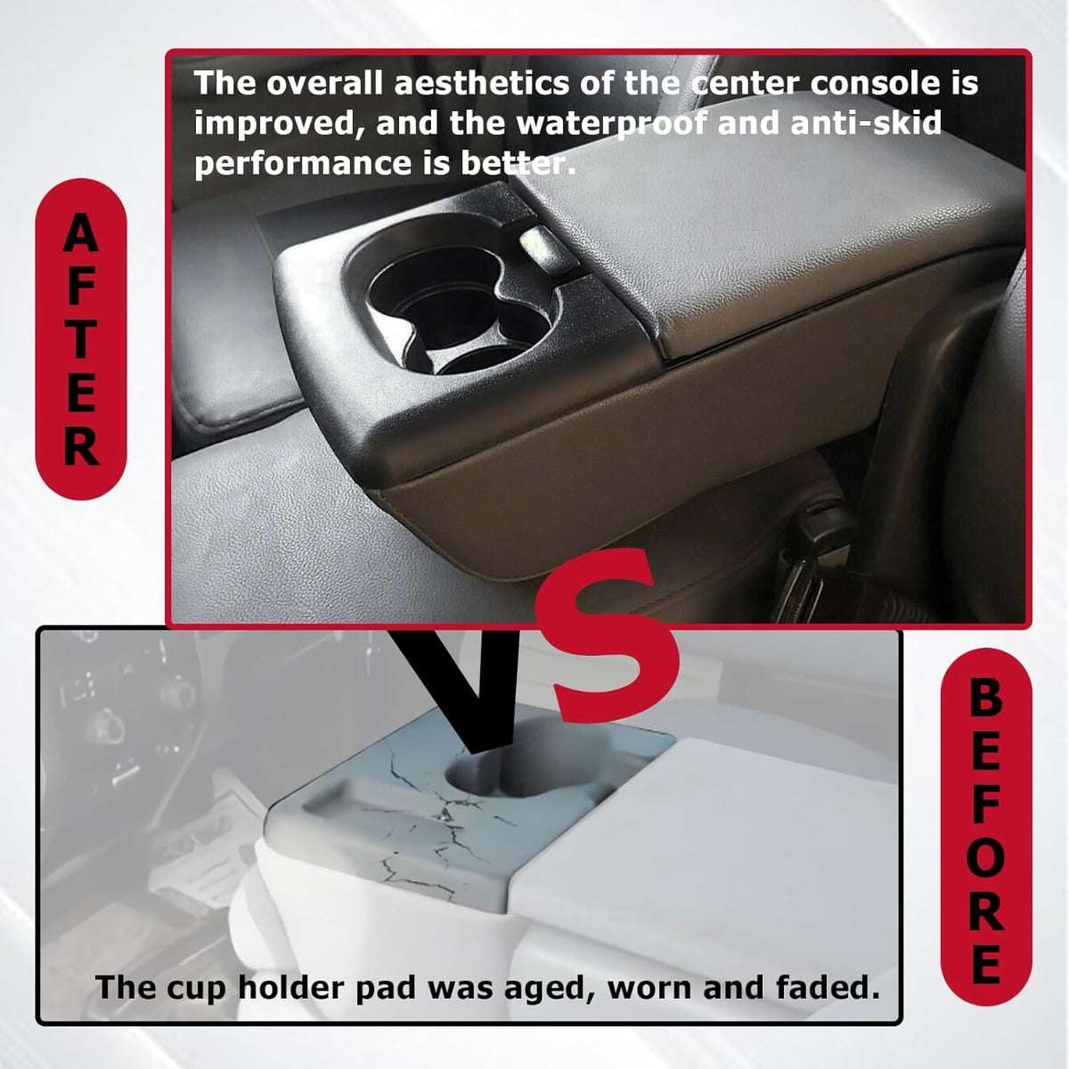 Center Console Cup Holder Armrest Pad Replacement Compatible with 2004-2014 Ford F150 Black