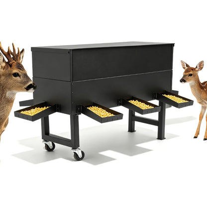 128 Pound Freestanding Livestock Feeder, Rustproof Metal Gravity