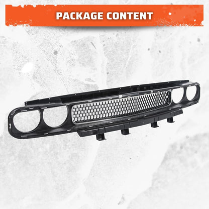 New Front Grill Grille Assembly w/Chrome Trim Bezel Molding Upper Compatible with 2008-2014 Dodge Challenger Replacement for CH1200338