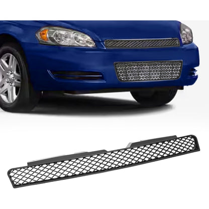 Front Bumper Upper + Lower Grille Compatible with 2006-2013 Chevy Impala 2014-2016 Chevrolet Impala Limited Replacement for GM1200551 Hood Black Mesh Grill Insert Guard Plastic(ABS+PP)