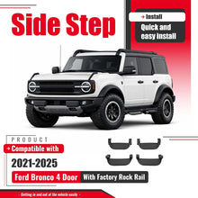 Running Boards Side Steps Compatible with 2021-2025 Ford Bronco 4 Door Steel Powder Coated Black 4Pcs Side Bars Step Plates