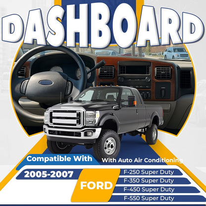 Dash Finish Panel Compatible with 2005-2007 Ford F-250 F-350 F-450 F-550 Super Duty Dash Board Cluster Bezel Cover Replacement for 5C3Z25044D70DAA Plastic Carbon Fiber Printing & Textured