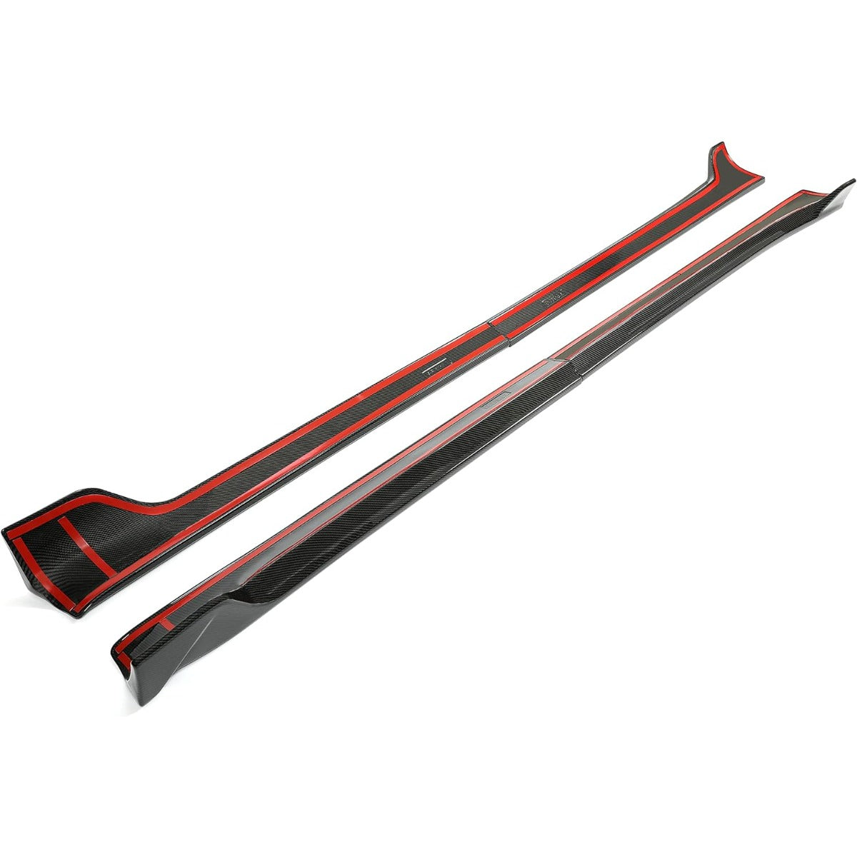 Side Skirt Extension Replacement 4Pcs Compatible with 2017-2023 Tesla Model 3 Carbon Fiber Printing Rocker Panels Guard Body Kit ABS Plastic Side Trim