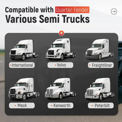 27" x 24" Quarter Fenders for Semi Trucks,for Freightliner Peterbilt Kenworth Volvo Mack, 304 Stainless Steel Mirror-Finished Fenders Right & Left