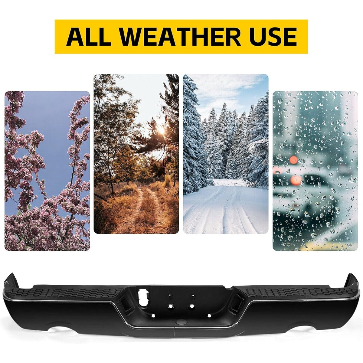 Rear Step Bumper Assembly Compatible with 2009-2022 Dodge RAM 1500 W/Dual & license lamp W/O Sensor Holes Replacement For CH1103123 Two Packages LYAM-364S-2A+LYAM-364S-2B