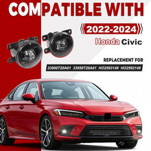 HECASA Pair LED Fog Lights w/Switch Wiring Harness Compatible with 2022-2024 Honda Civic Replacement for HO2593149 HO2592149 Front Bumper Fog Lamp Kit Clear Lens Driver&Passenger Side