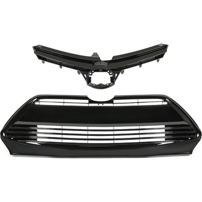 Upper Lower Grill Compatible with 2017 2018 2019 Toyota Corolla LE XLE 5311102B00 5311202730 Front Bumper Hood Grille TO1036170 TO1200424