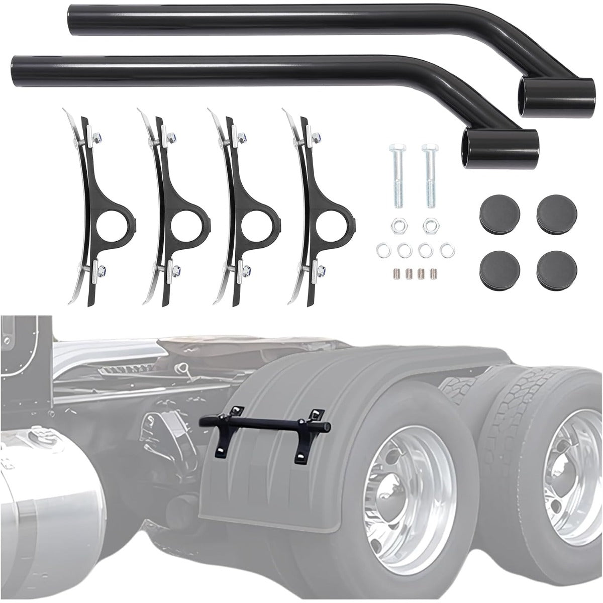 KUAFU Poly Fender Mounting Kit for 8591000, Fits Fenders # 8590195, 8590245 | Adjustable Brackets and Frame Bolts for Dump, Garbage, Work, Utility Trucks 1 Pack