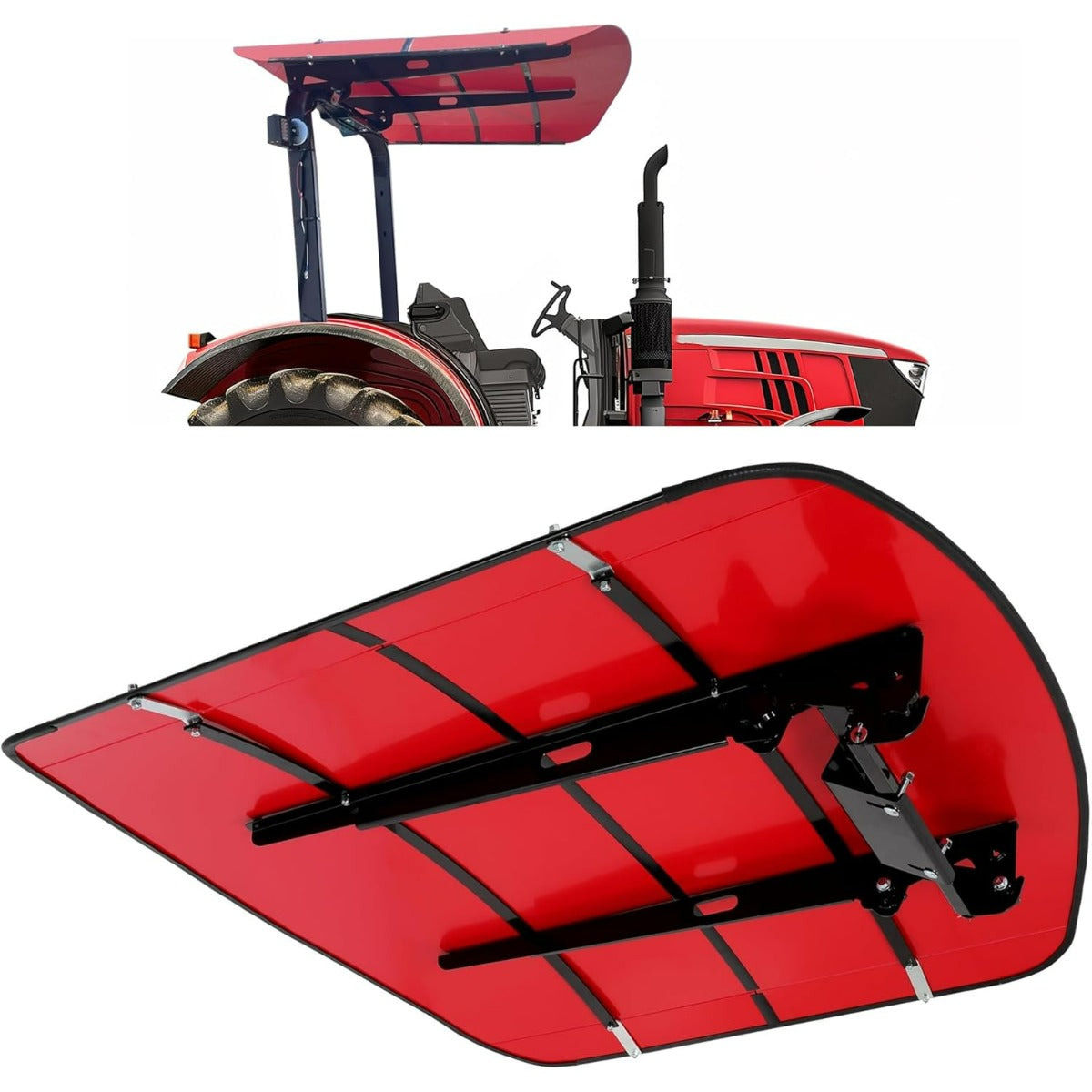 Red Canopy Compatible With All ROPS 48-3/8 Inches X 48-3/8 Inches Equipped Tractors and Mowers With 2 Inches x 2 Inches or 2 Inches x 3 Inches ROPS (Adds About 4 Inches to Tractor Height) LYJD-031S-3