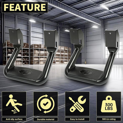 Side Step Compatible with 1967-2020 Chevrolet Toyota Ford Dodge Jeep GMC Nissan Mazda Aluminum 2 Pcs Side Step for Pickups & Trucks Black