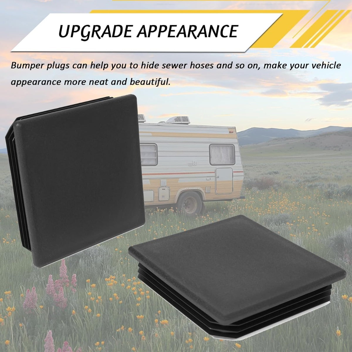 4" RV Bumper Plug End Cap Compatible with RV Camper Trailers for 4” Bumpers Plastic Bumper End Caps Covers 2Pcs