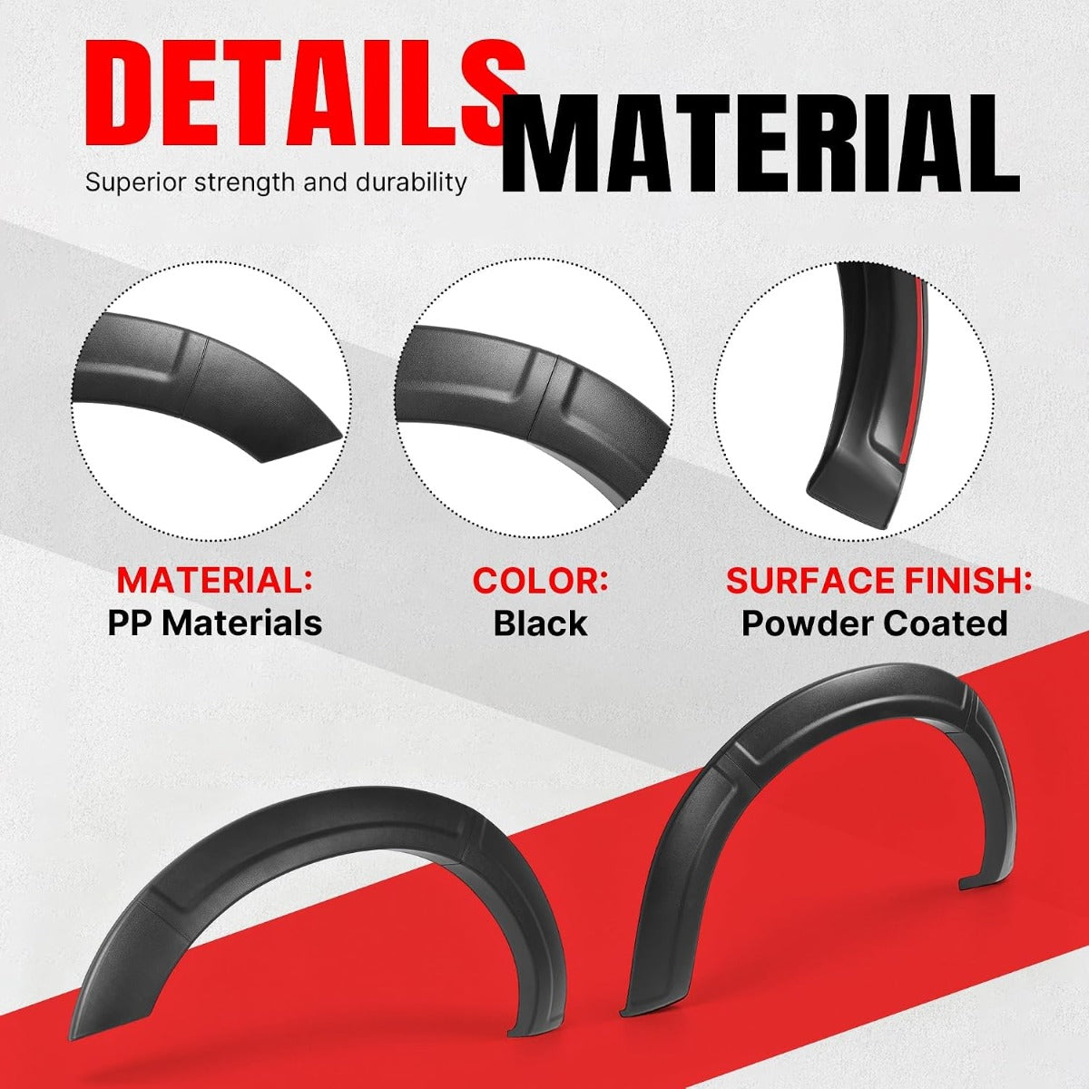 4Pcs Fender Flares Set Compatible with 2011-2016 Ford F-250 F-350 Super Duty Front & Rear Wheel Arch Cover Protector Plastic(PP) Textured Black