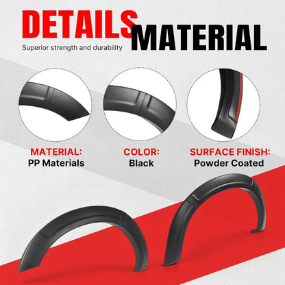 4Pcs Fender Flares Set Compatible with 2011-2016 Ford F-250 F-350 Super Duty Front & Rear Wheel Arch Cover Protector Plastic(PP) Textured Black