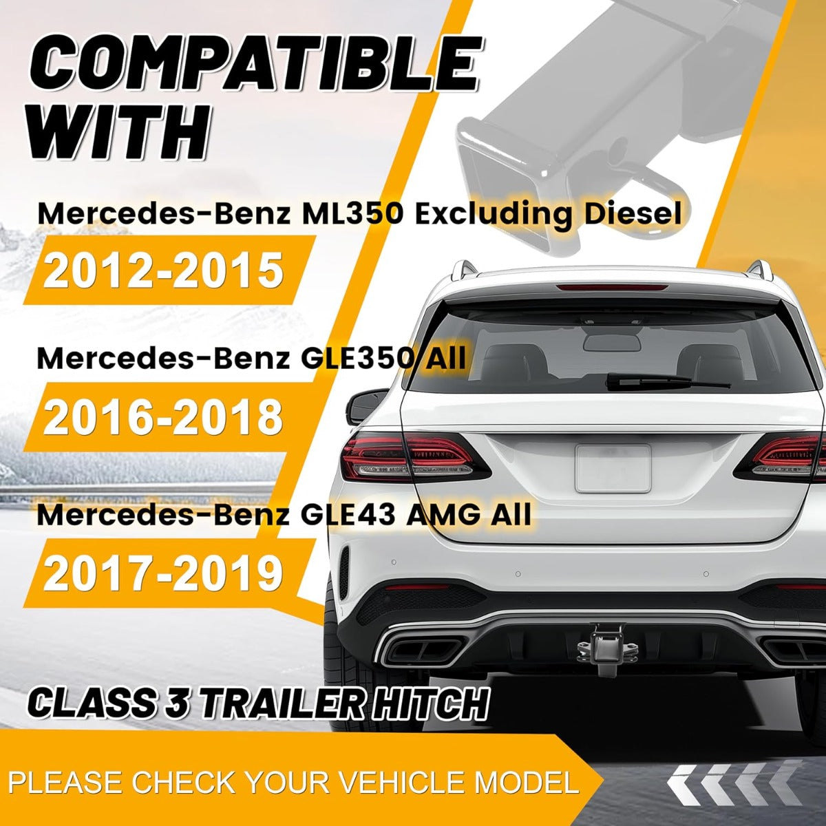 Kojem Class 3 Trailer Tow Hitch Compatible with 2012-2019 Mercedes-Benz