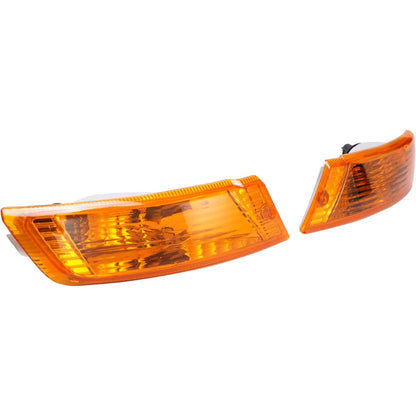 KUAFU Pair Turn Signal Light Compatible with 2005-2007 Jeep Liberty Driver and Passenger Side Signal Lamp Set Corner Side Marker Park Lamps W/Bulbs Plastic (PC) Replacement for 55156766AE 55156767AE