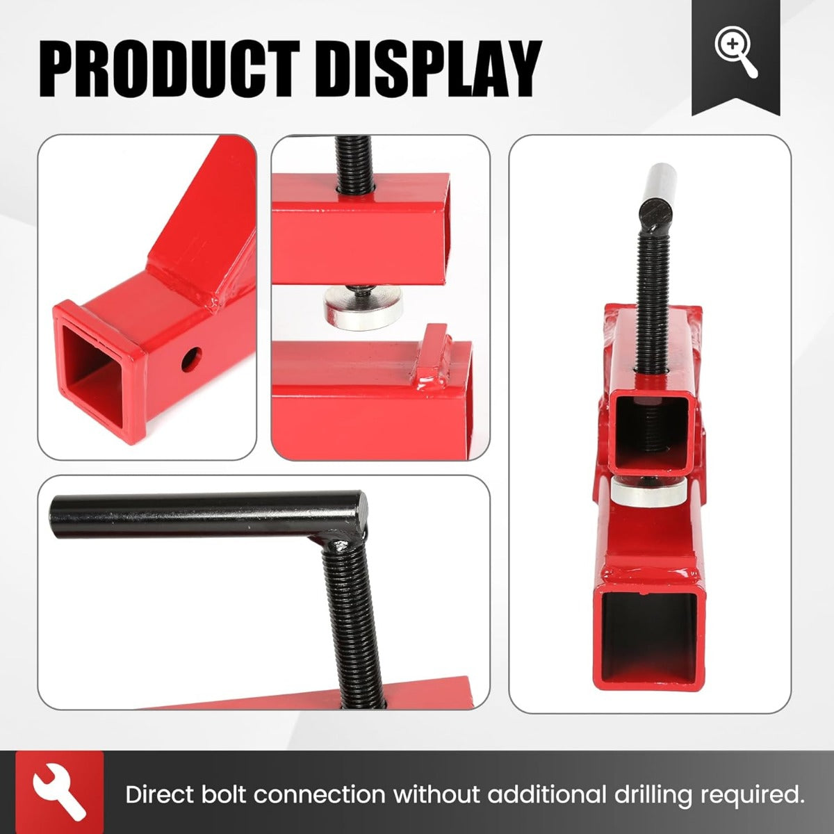 Clamp On Trailer Hitch 2 Inches Ball Mount Receiver Adapter Bucket Trailer Hitch Competible with Deere Bobcat Tractor Bucket Forklift LYOM-036