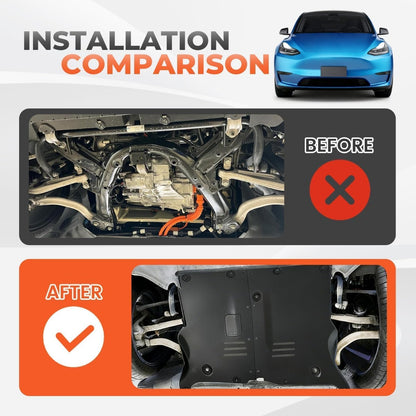 Front Skid Plate Compatible with 2018-2024 Tesla Model 3 & 2020-2024 Model Y Under Engine Guard Plate Cover Lightweight Aluminum Powder Coated
