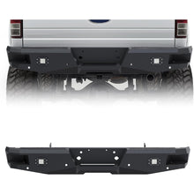 ECOTRIC Offroad Rear Bumper Compatible with 1999-2016 Ford F250 F350 Super Duty, W/2 18W LED Lights Powder Coated Heavy Duty Steel Black