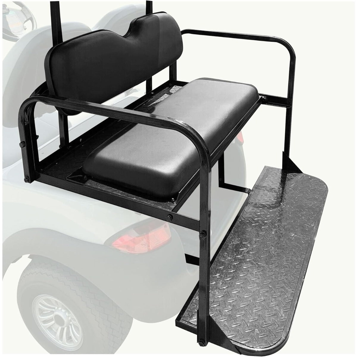 Flip Folding Rear Back Seat Kit Compatible with 2004 and Up Club Car Precedent/Tempo/Onward Gas or Electric Models Golf Cart Flip Rear Seat Kit Fold Down Black LYA-098SA+LYA-098SB