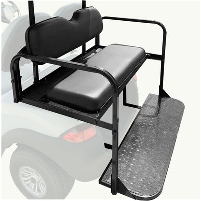 Flip Folding Rear Back Seat Kit Compatible with 2004 and Up Club Car Precedent/Tempo/Onward Gas or Electric Models Golf Cart Flip Rear Seat Kit Fold Down Black LYA-098SA+LYA-098SB