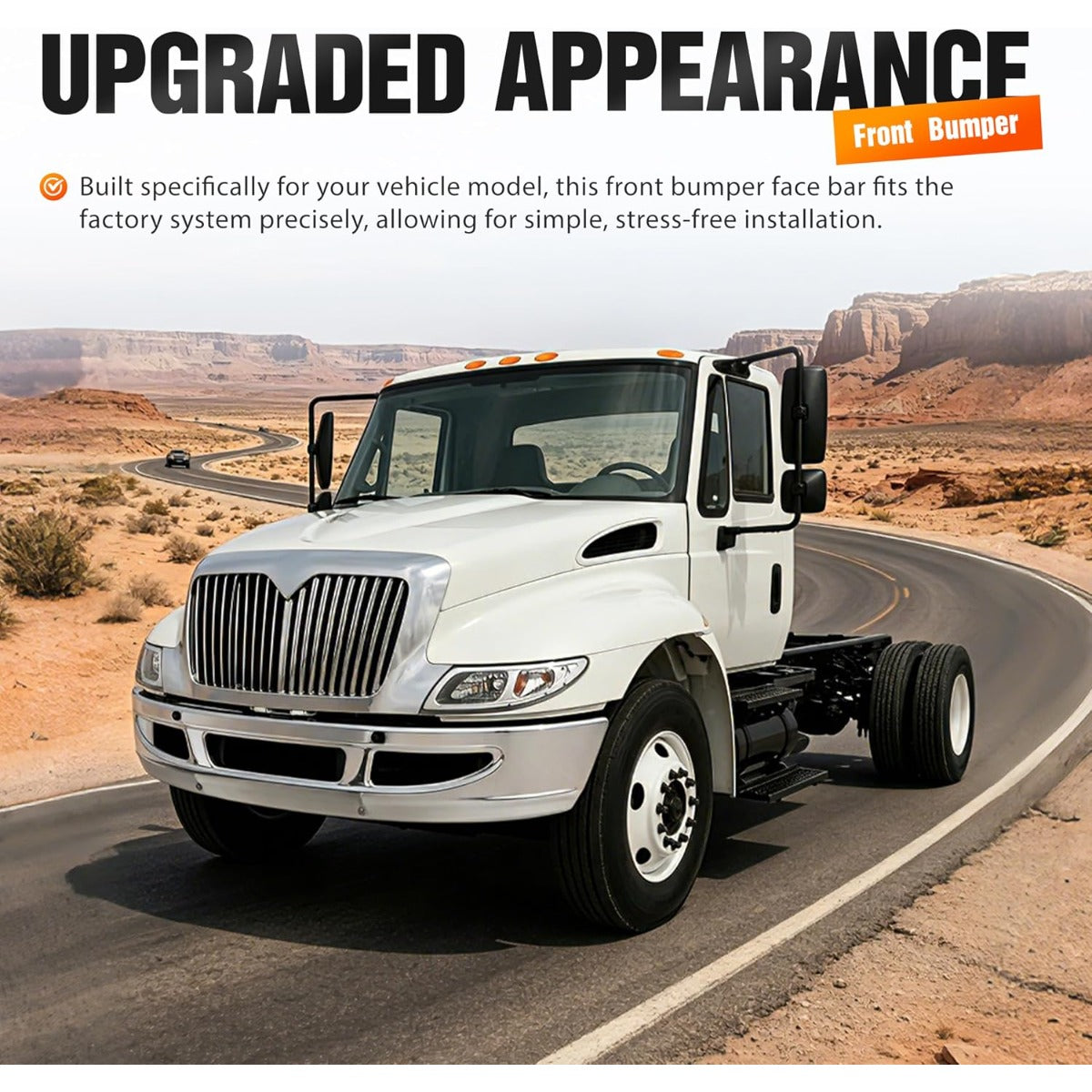 ALMULOO Front Bumper Compatible with 2009-2015 International 4300 4200 4400 8600 TranStar Durastar Base Chrome
