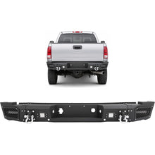 ALMULOO Rear Bumper Assembly Compatible with Chevy/Chevrolet Silverado GMC Sierra 2500 3500 HD 2007-2010 W/ 4 x LED lights, 2 x D-rings Steel 2 Packages