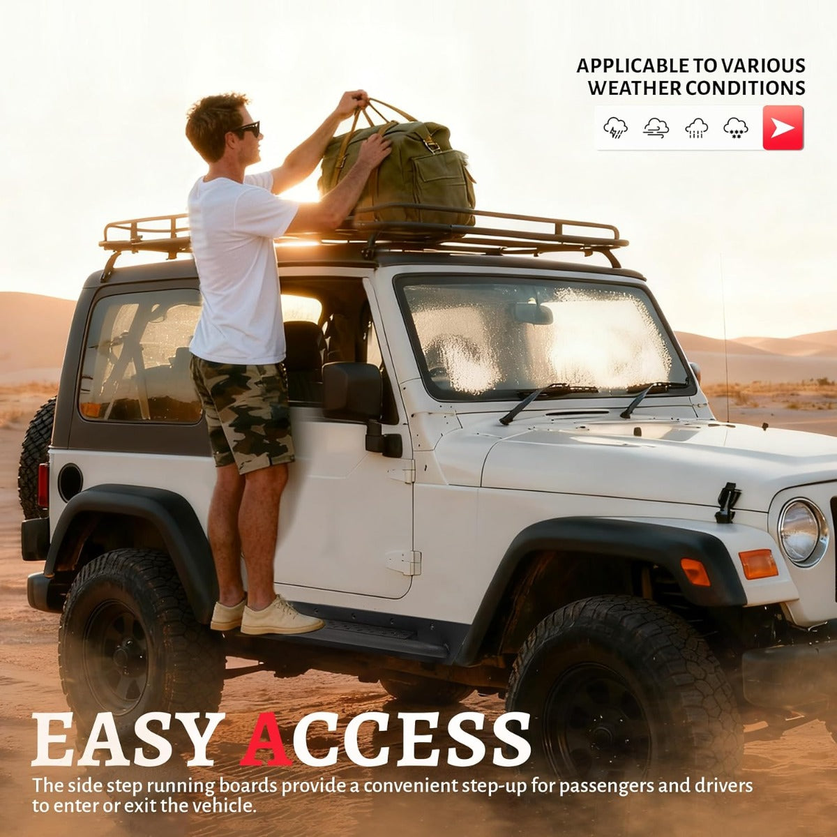 ALMULOO Running Board Step Compatible with 97-06 Jeep Wrangler TJ Tubular