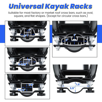 Kayak Roof Rack J-Bar Rack HD Universal Kayak Carrier Holder Canoe Boat Surf Ski Board Roof Top Mounted on Crossbar for Car SUV Truck Set of 4 LYA-011-P