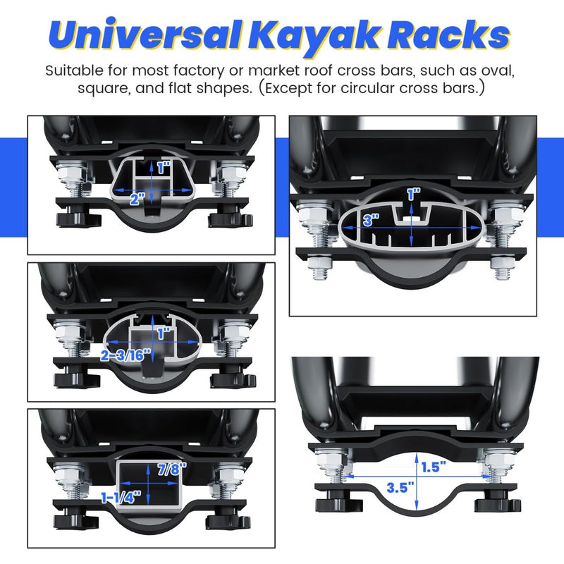 Kayak Roof Rack J-Bar Rack HD Universal Kayak Carrier Holder Canoe Boat Surf Ski Board Roof Top Mounted on Crossbar for Car SUV Truck Set of 4 LYA-011-P
