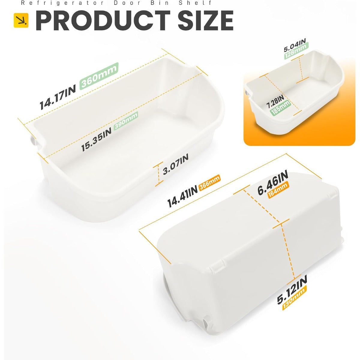 Kojem 240356401 Refrigerator Door Bin Shelf 2Pcs Compatible with Frigidaire Kenmore Refrigerator FFSS2614QS4A FFHS2611PFEA FFSS2614QE6A FFHS2622MSYA FFHS2611LBRA AP2116036 Replacement - White