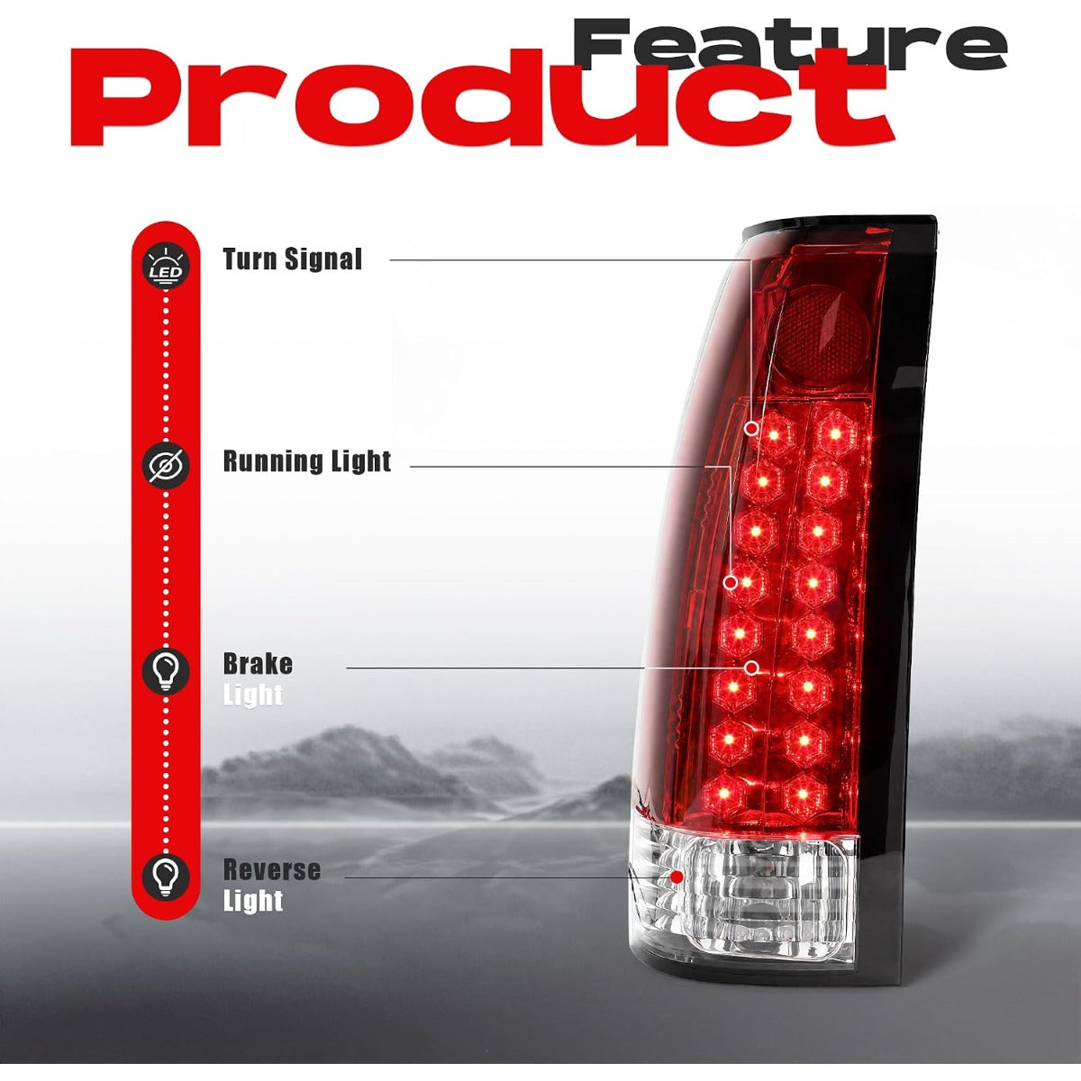 HECASA LED Tail Lights Compatible with 1988-2000 Silverado Suburban C/K