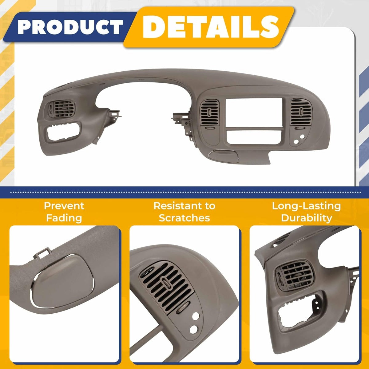 Dash Pad Bezel & Center Dash Radio Bezel Compatible with 1997-2003 Ford F150 Expedition Painted w/Air Vent ABS Plastic (Brown) Not Compatible with 4WD