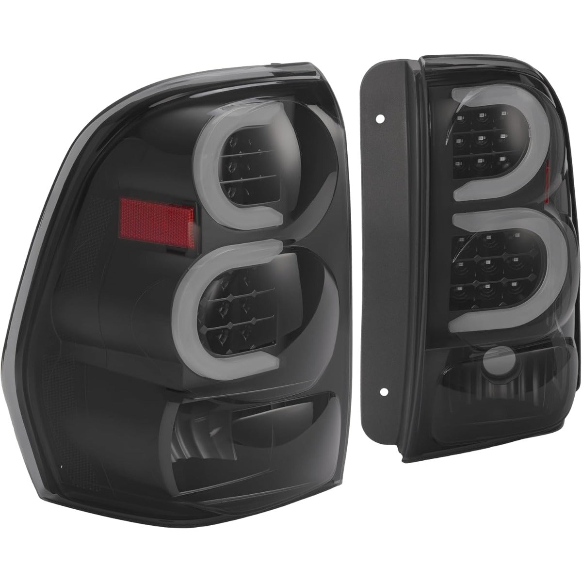 HECASA Pair LED Tail Lights Compatible with 2002-2009 Chevy Chevrolet Trailblazer Base|LS|LT|LTZ| SS|EXT LS|EXT LT|North Face|EXT North Face Rear Brake Lamp LH&RH - Smoke Lens Black Housing, MO-3454