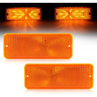HECASA 8PCS Tail Lights & Front Parking Lights & Side Markers Kit Compatible with 1973-1977 Ford Pickup Red+Amber Lens