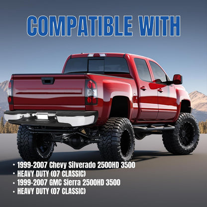 KUAFU Rear Step Bumper Compatible with 1999-2007 Chevy Chevrolet Silverado GMC Sierra 2500 HD 3500 Truck Chrome Steel Replacement for GM1103129 12473000 GM1103141 GM1191121