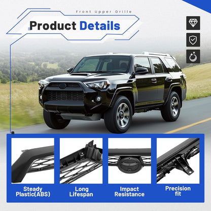 Front Upper Grille Compatible with 2014-2019 Toyota 4Runner Replacement for 5310135080C0 5310135080A0 TO1200369 Bumper Mesh Grill Black