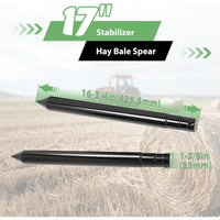 Load image into Gallery viewer, 17&quot; Hay Bale Spear Stabilizer for Skid Steer Mount Plate Tractors Loaders Hay Bale Forks Spike Attachment Black Powder Coated Pair 3,000 lb
