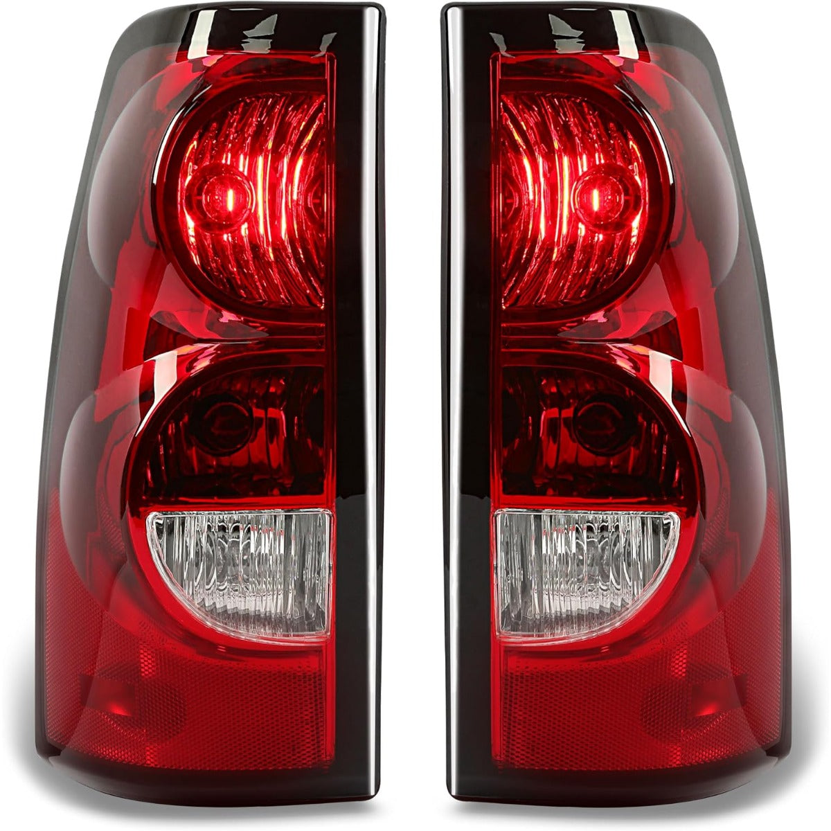 HECASA Tail Lights Compatible with 2003-2006 Chevy Silverado 1500 2500 3500 & 2007 Classic Body Rear Lamp Set w/Bulb and Harness Replacement for GM2800174 GM2801174 (Red/Clear Lens + Chrome Housing)