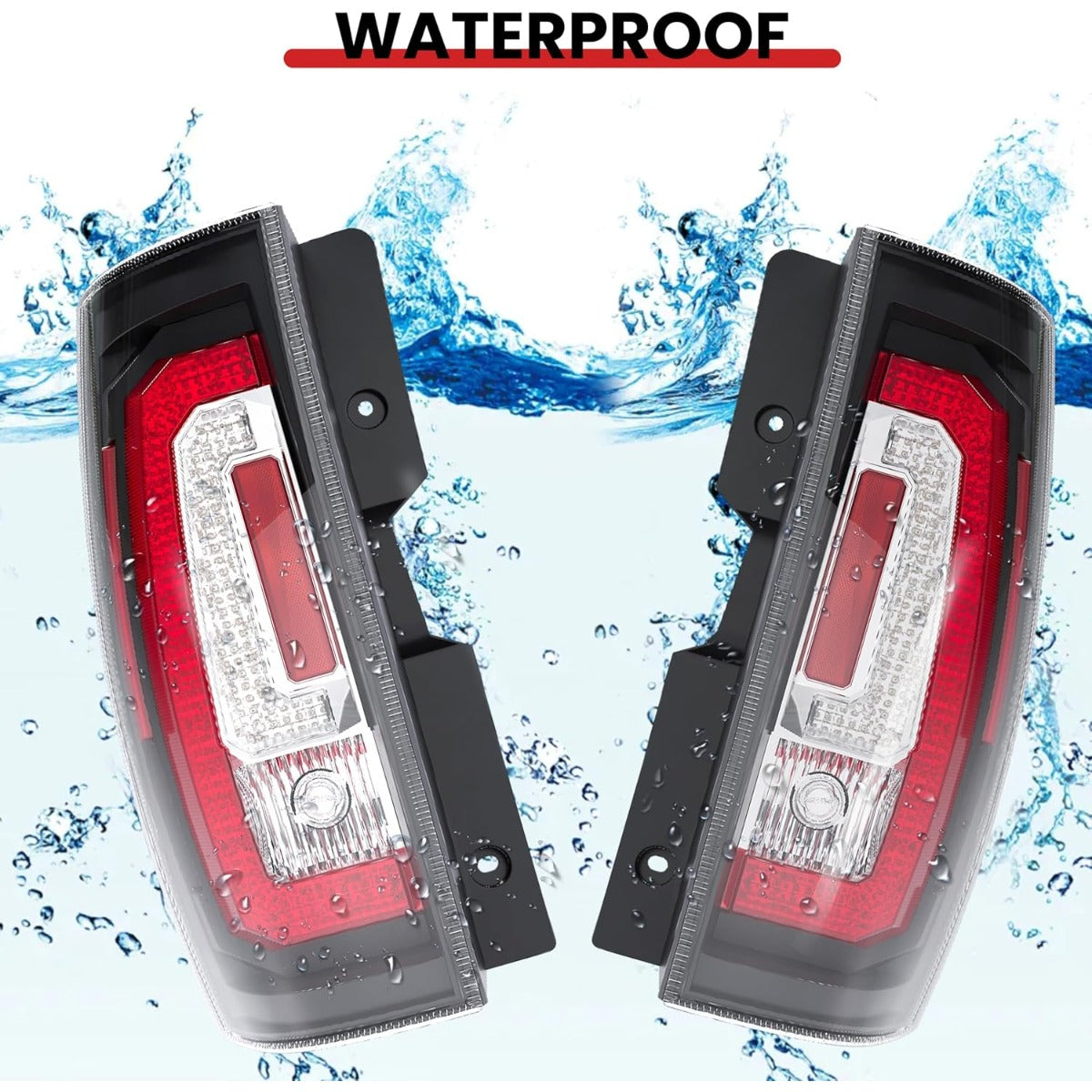 HECASA Pair LED Tail Lights Compatible with 2007-2014 Chevy Chevrolet Suburban Tahoe GMC Yukon/Yukon XL Taillight Rear Brake Lamp w/C-Shape LED Tube Bar Clear Lens Black Housing Left&Right Side