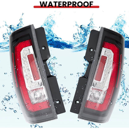HECASA Pair LED Tail Lights Compatible with 2007-2014 Chevy Chevrolet Suburban Tahoe GMC Yukon/Yukon XL Taillight Rear Brake Lamp w/C-Shape LED Tube Bar Clear Lens Black Housing Left&Right Side