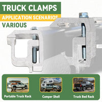Load image into Gallery viewer, KUAFU Truck Cap Mounting Clamps Compatible with Chevrolet Chevy Ford Dodge Ram Sierra Dakota Ram 1500 2500 3500 F150 F250 for Mounting Caps Camper Shell Topper Canopy Heavy Duty Aluminum (4Pcs-Silver) LYOM-055-1

