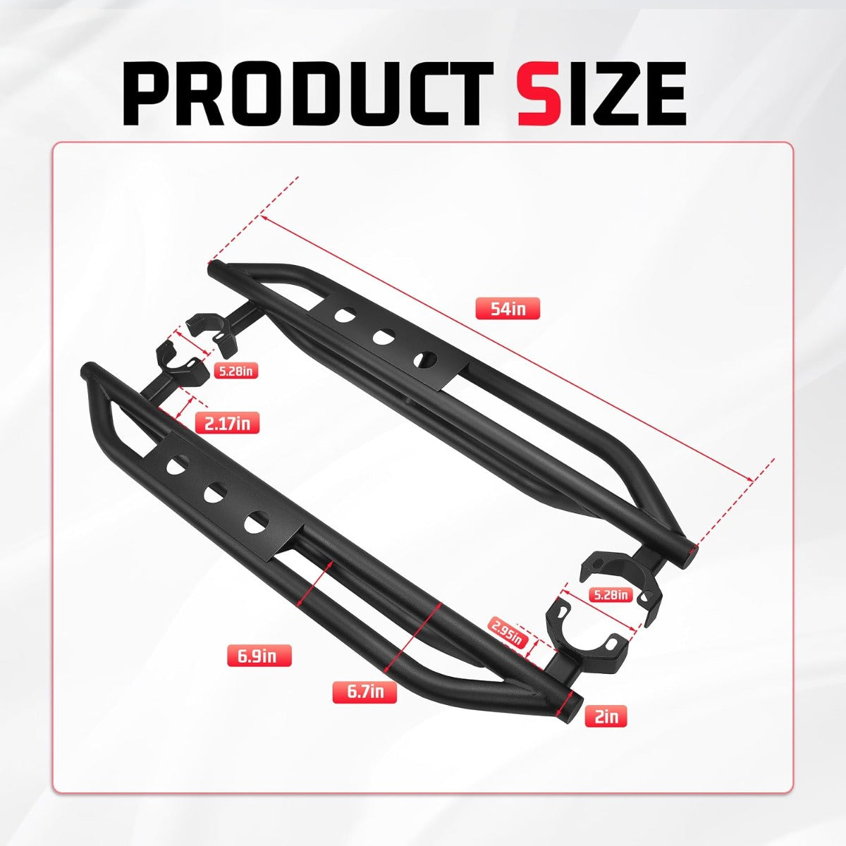 ALMULOO 54" Running Board Step Armor Compatible with 07-18 Jeep Wrangler JK