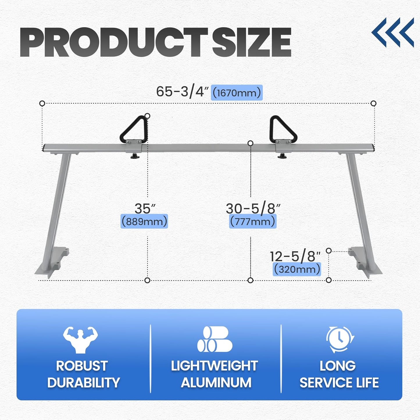Adjustable Truck Ladder Rack Compatible with Most Full Size and Compact Trucks Contractor Pipe Lumber Rack (No Drilling Required) 1,000lbs Weight Capacity Silvery LYAM-791