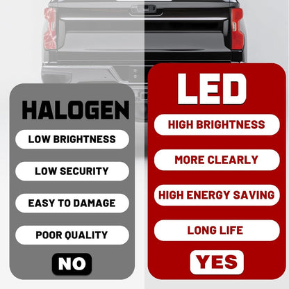 HECASA Pair Tail Lights Compatible with 2019-2023 Chevy Chevrolet Silverado 1500 2500HD 3500HD Full LED Rear Taillight Brake Lamp DRL Red Lens Chrome Housing Replacement for GM2800311 GM2801311