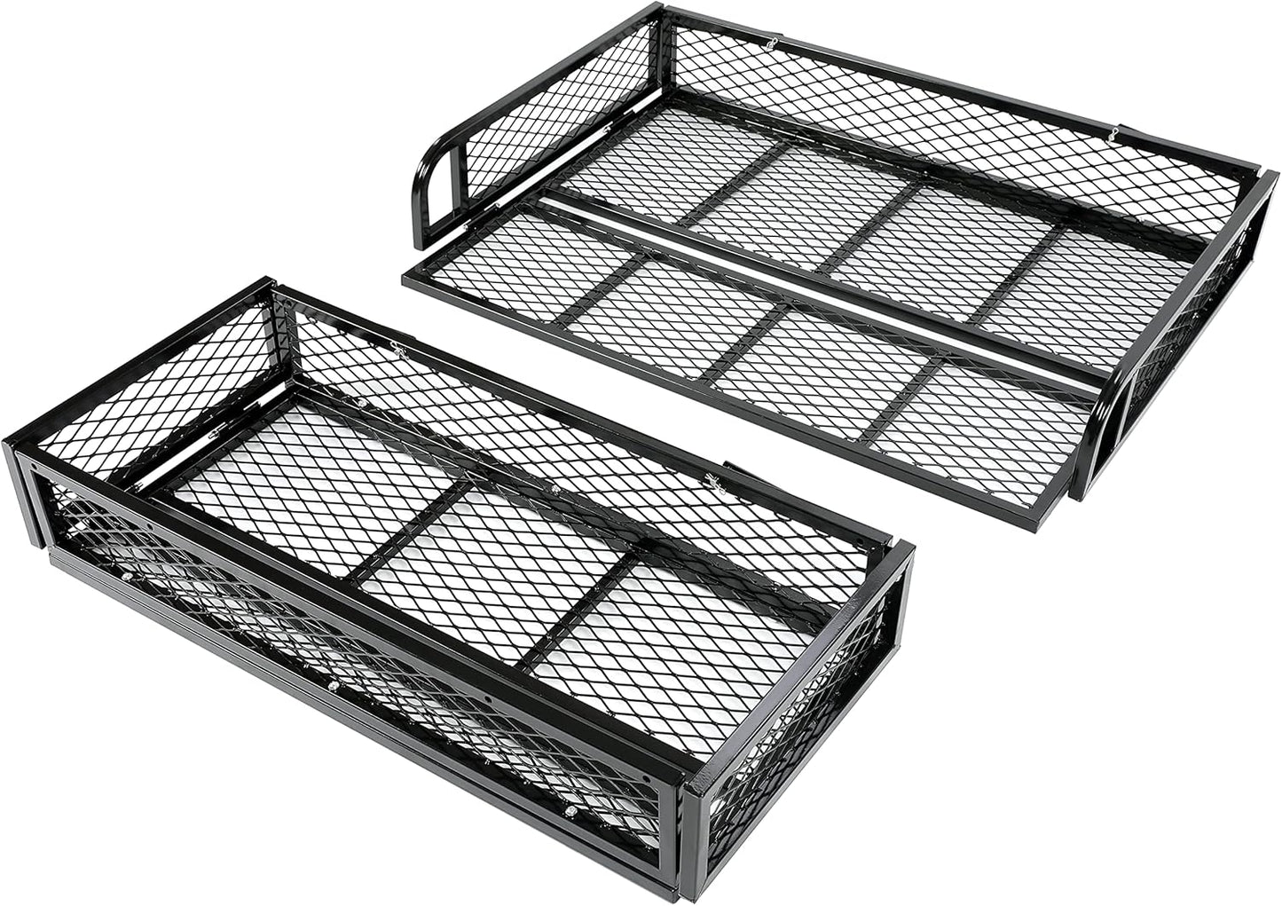 ATV Front+Rear Cargo Basket Universal Front+Rear Luggage Carrier Mesh Rack Black Steel LYMM-089S-1