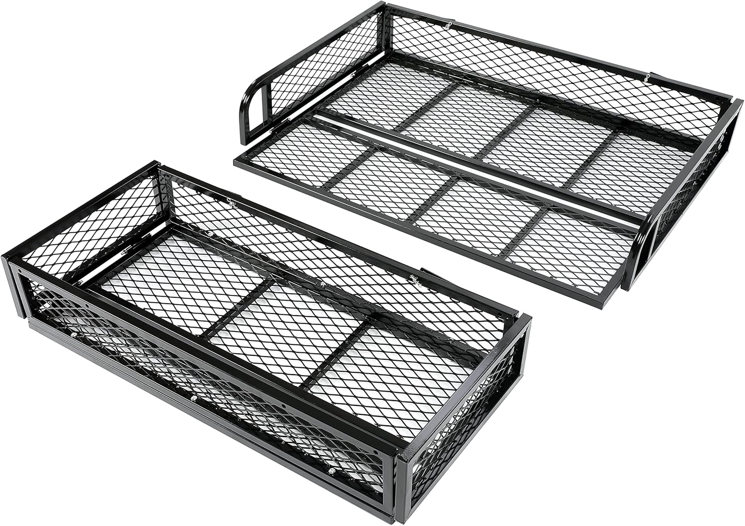 ATV Front+Rear Cargo Basket Universal Front+Rear Luggage Carrier Mesh Rack Black Steel LYMM-089S-1