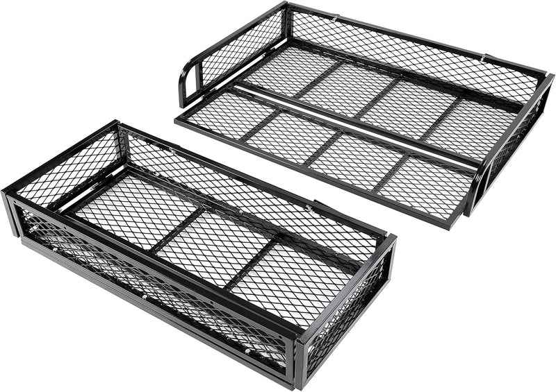 KUAFU ATV Front+Rear Cargo Basket Universal Front+Rear Luggage Carrier Mesh Rack Black Steel LYMM-089S-1