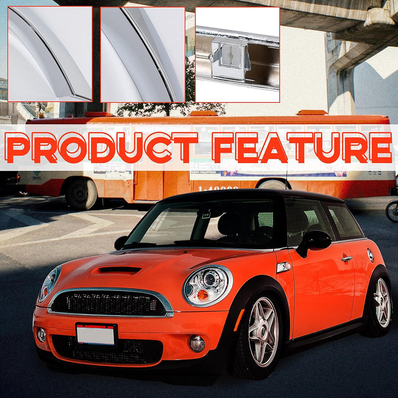 Kojem Chrome Grille Hood Molding Trim Compatible with 2007-2015 Mini Cooper R55 R56 R58 R59 Replacement for 51132751040 MC1235100 Front Grill Hood Trim Moulding LYAP-474S